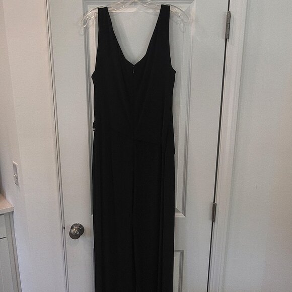 ANNE KLEIN GORGEOUS BLACK JUMPSUIT LARGE WRAP FRONT GOLD CLASP - Picture 5 of 5